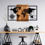 Wallity World Map 1-L Decoración de Pared de Madera y Metal